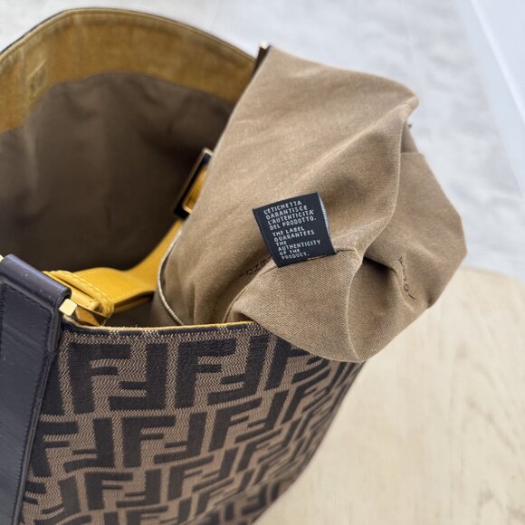 Authentic Fendi Zucca Tobacco Large Hobo Bag with Yellow Handle - Pre-Loved - Picture 11 of 16